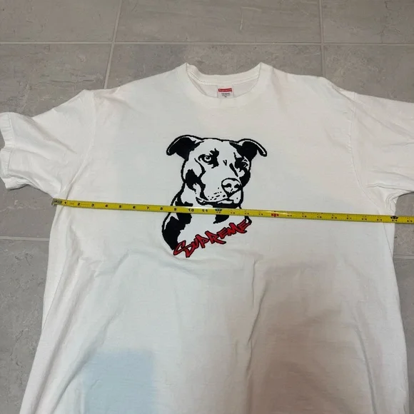Supreme White T-Shirt with Dog Graphic RN 101837 is available for 